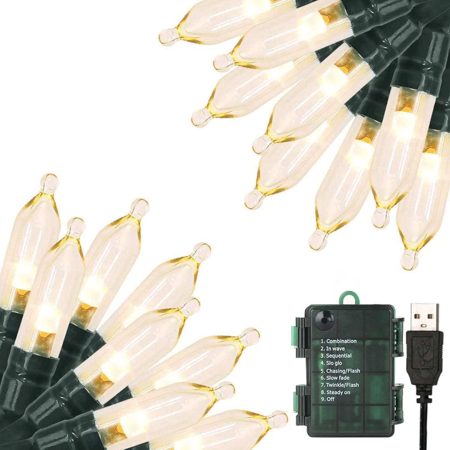 Christmas Lights 33ft 100 LED Battery String Lights with Timer Memory Function U...