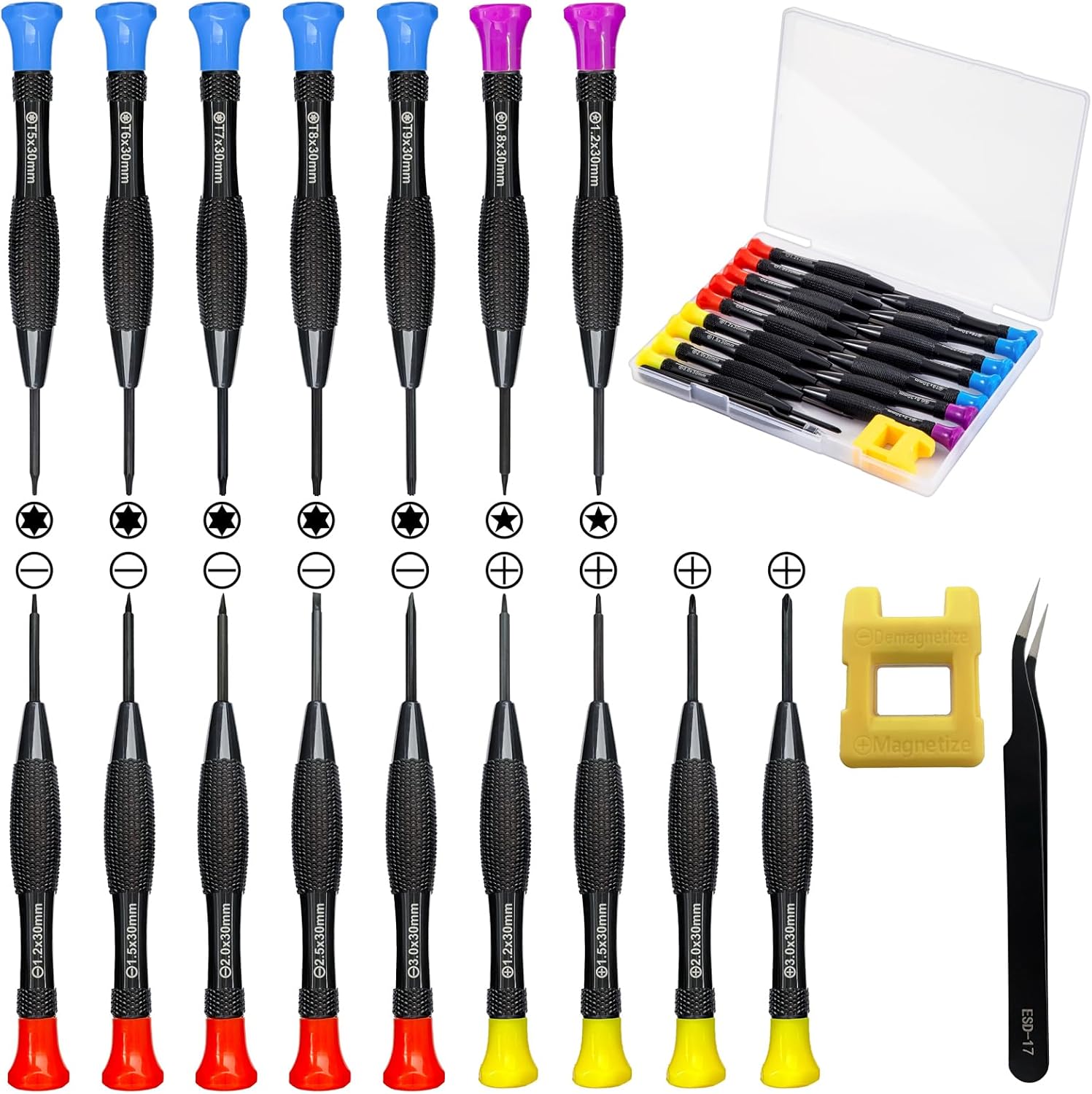 18PCS Mini Precision Screwdriver Set With Case, Lengnoyp Magnetic Small Flathead...
