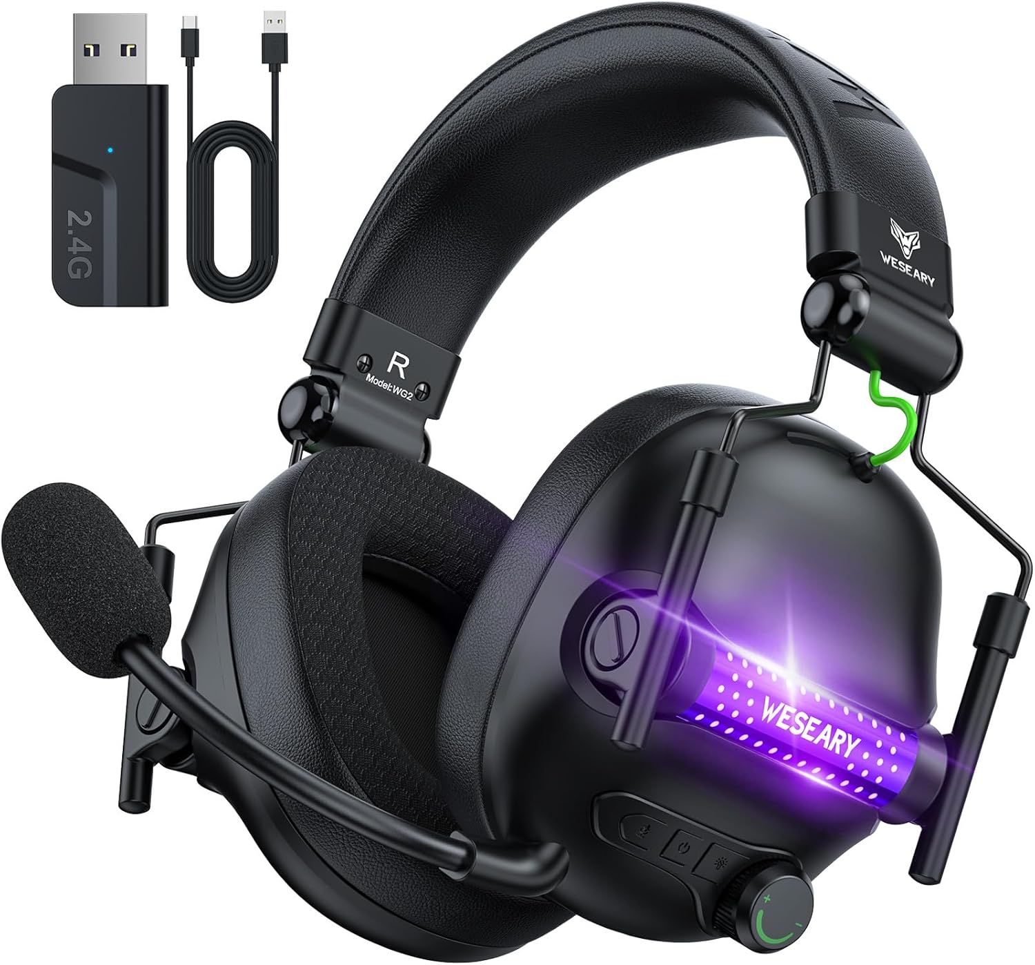 WESEARY 2.4G Wireless Gaming Headset for PS5, PS4, PC & Switch - 7.1 Surround So...