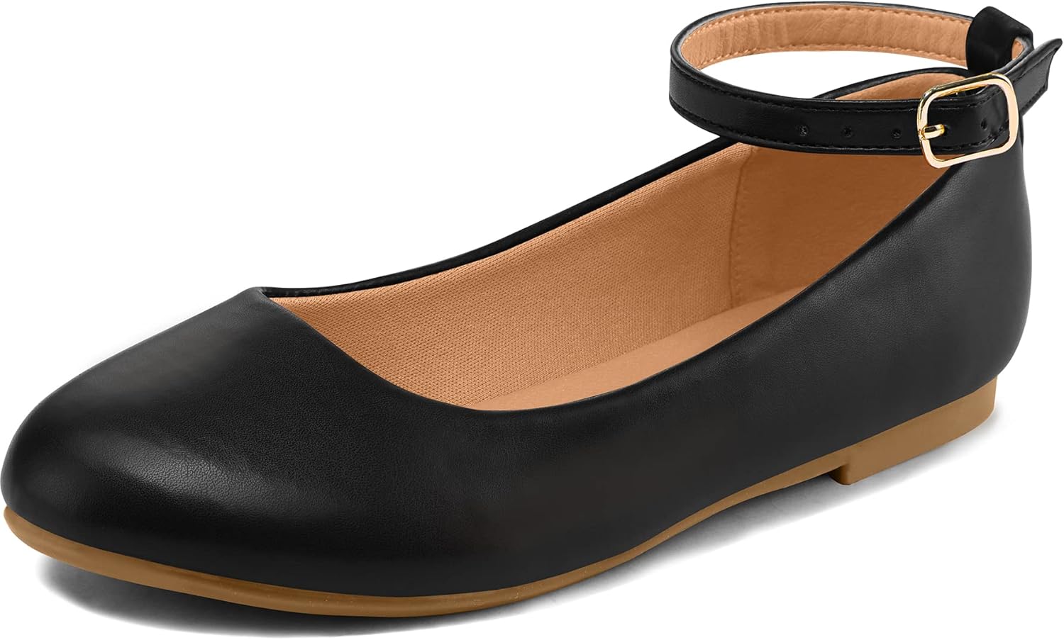 K KomForme Girl's Ballerina Flat Ankle Strap Dress Ballet Flat Shoes（Toddler/Li...