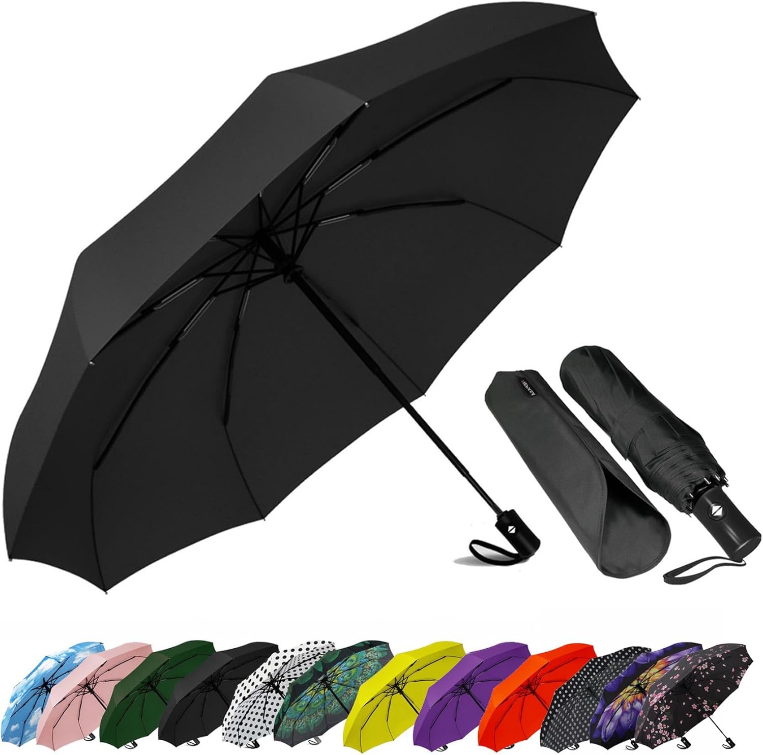 SIEPASA Windproof Travel Compact Umbrella-Automatic Umbrellas for Rain-Compact F...