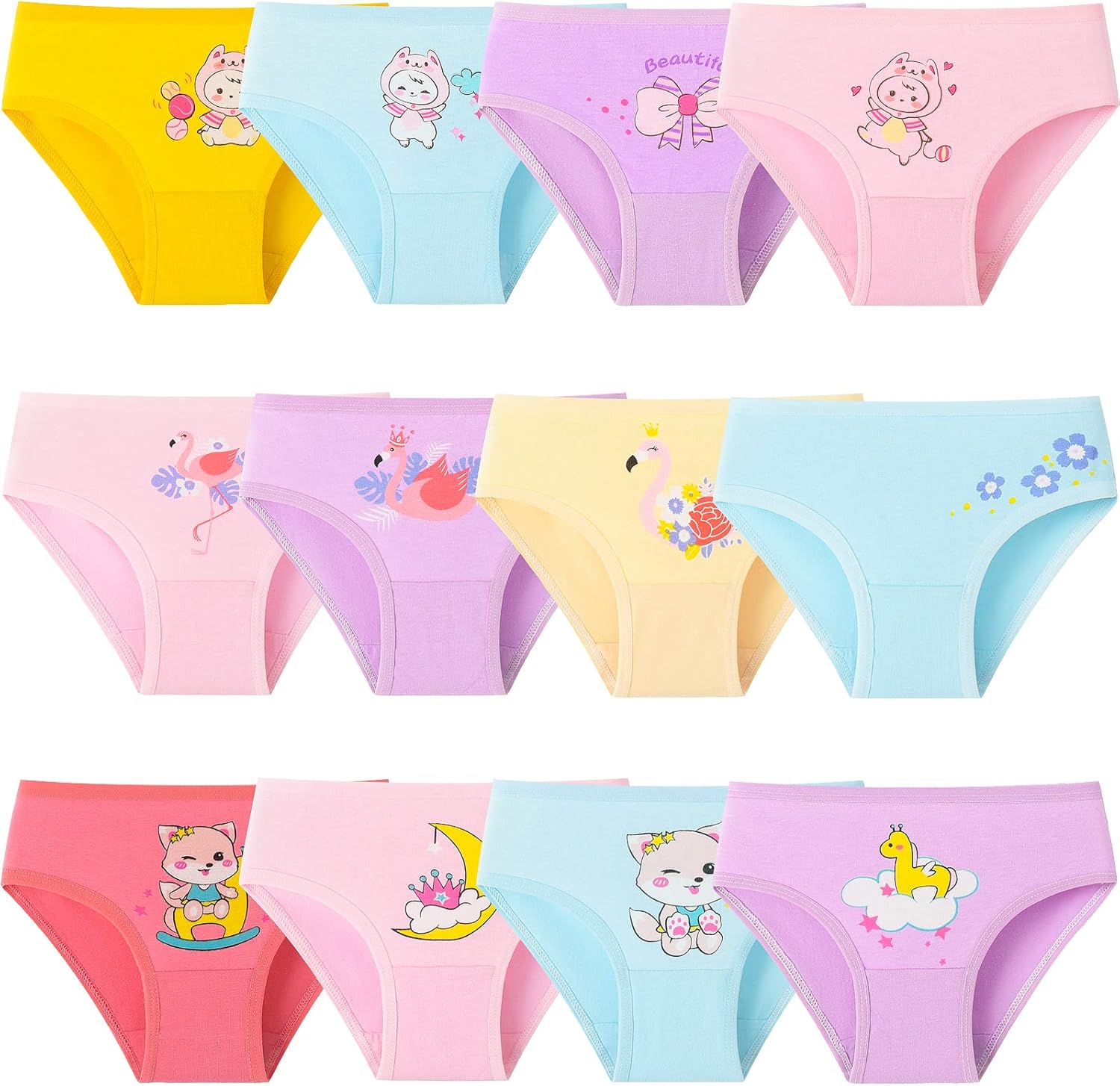 Adorel Girls Underwear Toddler Knickers Pants Cotton Pack of 12 Cute Animals 6-8...