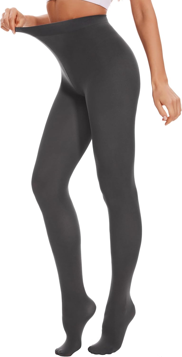 DUCMODA Womens 80 Denier Opaque Tights, Soft Solid Color Footed Tights for Women...