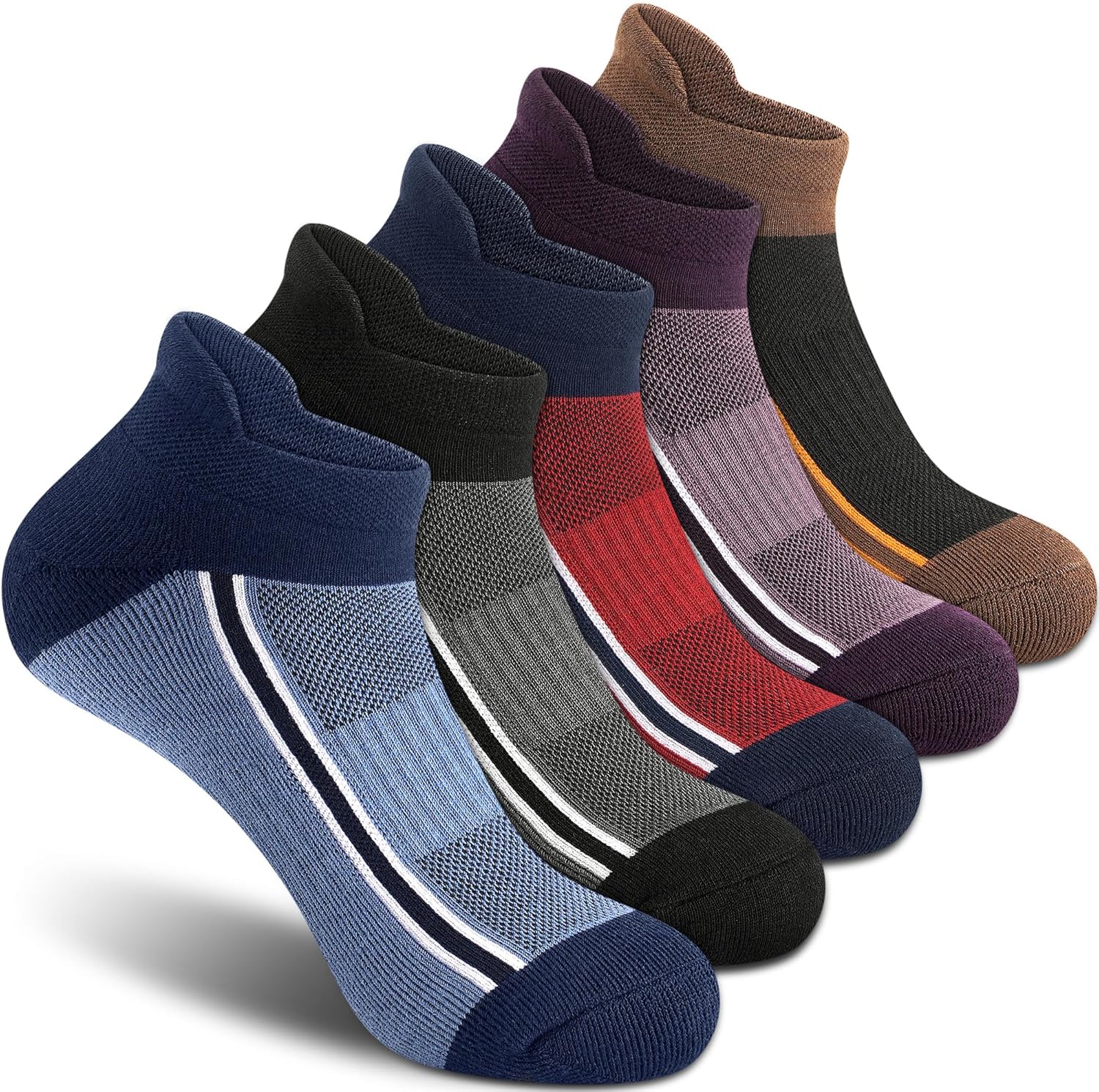 Gonii Men's Running Athletic Ankle Socks - Thick Cushioned Low Cut Socks (5 Pair...