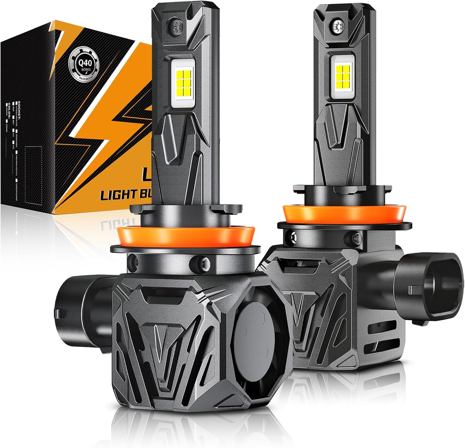 Auxbeam H11 H8 H9 Fog Light, 6500K 120W 30000LM 800% Brighter, Wireless H11 Powe...