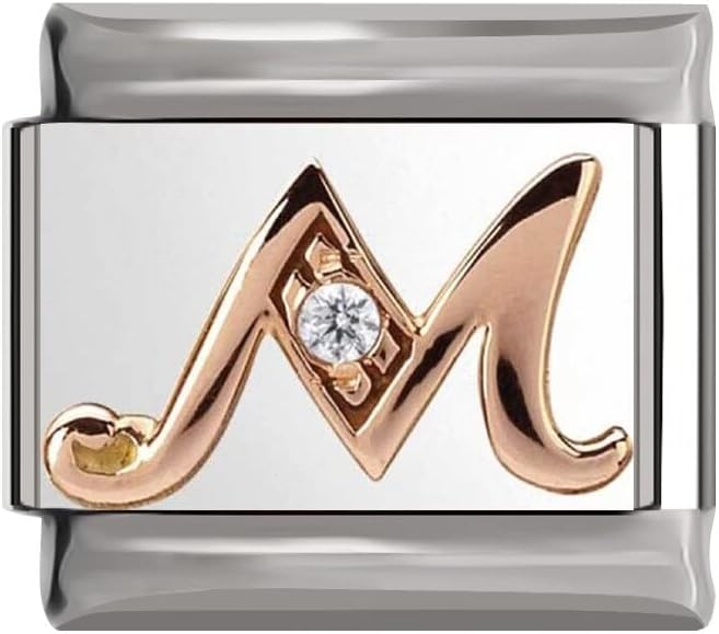 Italian Charms Rose Gold Letter A-Z Charm Link fit...