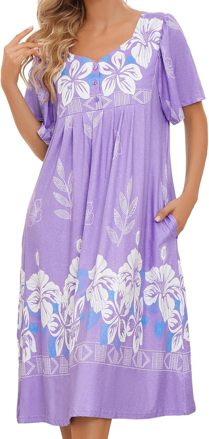 House Dresses for Women with Pockets Mumu Dresses Short Sleeve Moo Moos for Wome...