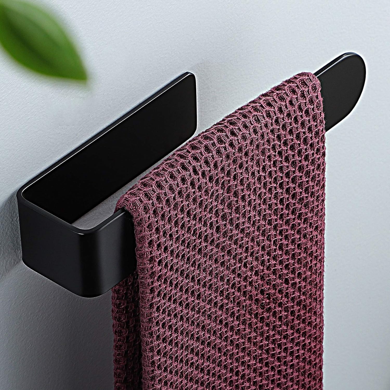 YIGII Hand Towel Holder Black Towel Ring Self Adhesive Towel Rail for Bathroom,...