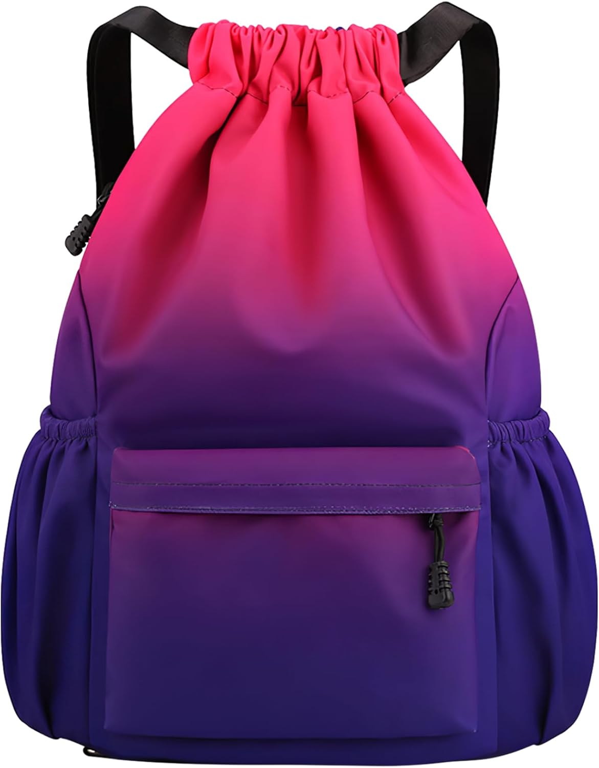 Pystuvo Drawstring Gym Bag, Large Drawstring Bags With Mesh Pockets Water Red Bl...