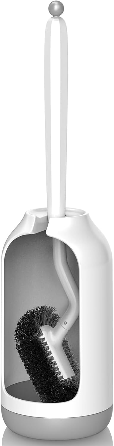 HAMITOR Toilet Bowl Brush Holder Set: Bathroom Deep Cleaning Toilet Cleaner Scru...