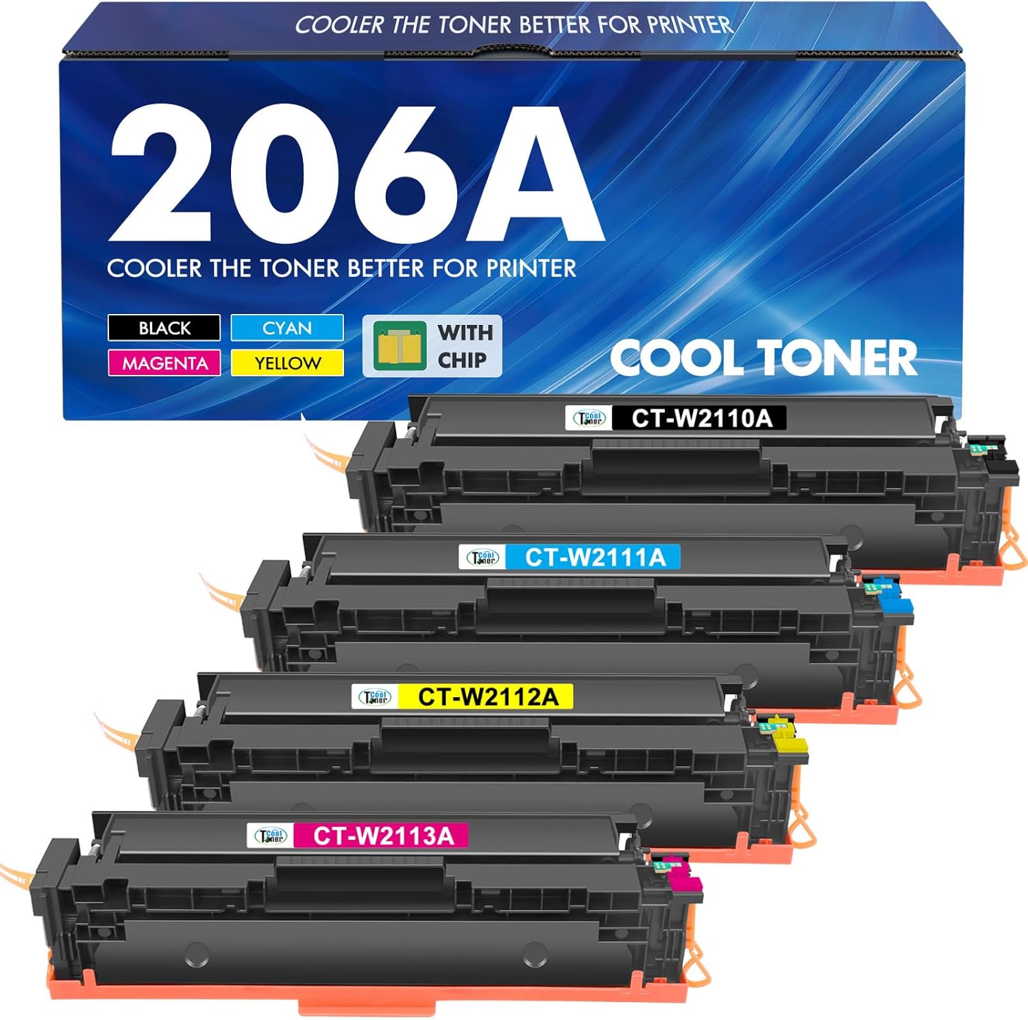 206A Toner Cartridges 4 Pack M283cdw Set Compatible Replacement for HP 206A 206X...