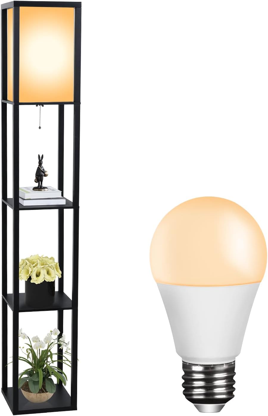 PULUOMIS Floor Lamp with Shelves, 3 Tier Storage Standing Lamp with 8W LED Bulb,...