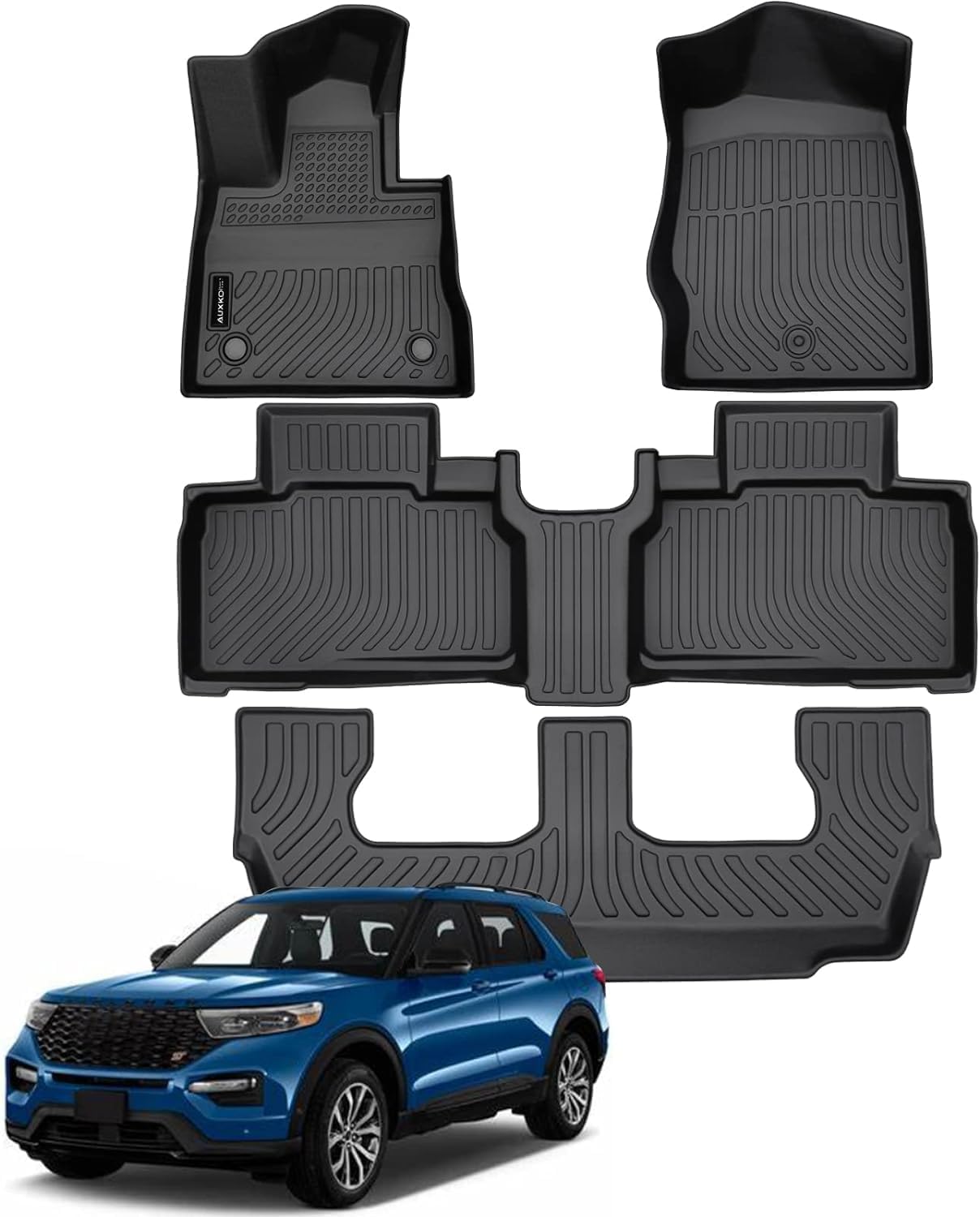 Auxko All Weather Floor Mats Fits for Ford Explorer 2020-2024 2025 7 Seat Full S...