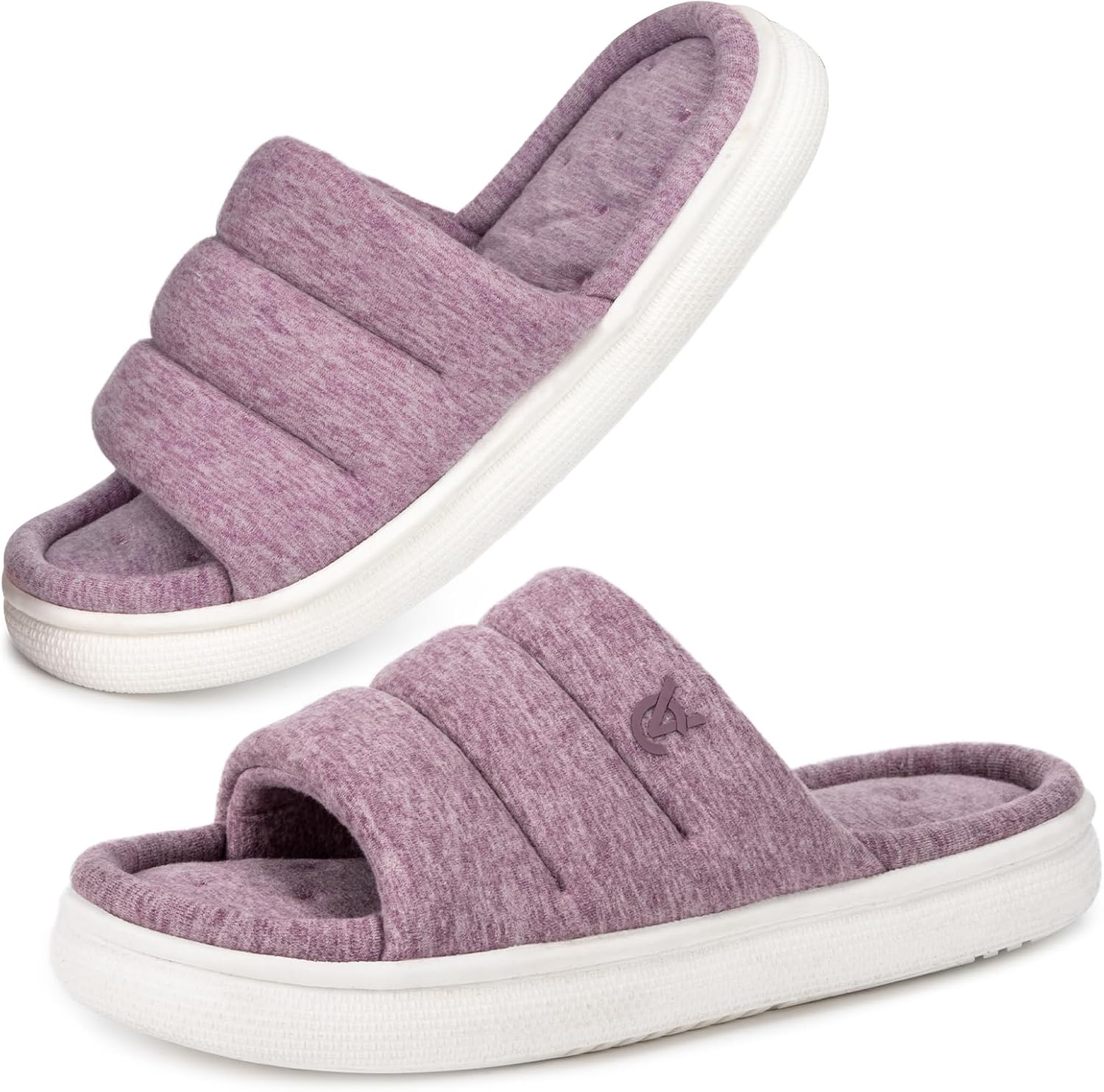 VeraCosy Women's Open-Toe Slippers Cloud Sliders Memory Foam House Shoes 7/8 UK...