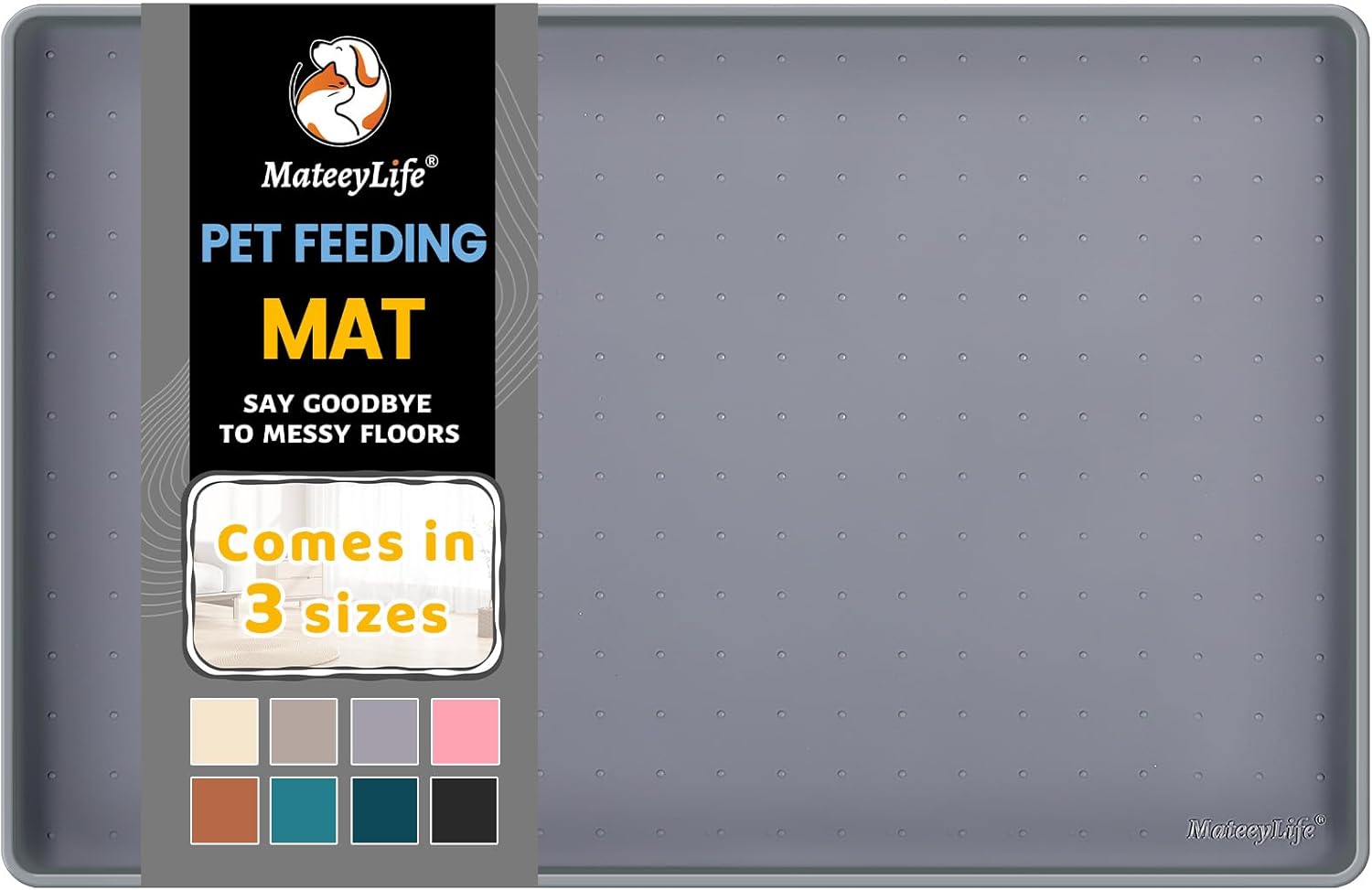 MateeyLife Silicone Cat & Dog Food Mat for Floors Waterproof, Anti-Slip Dog Bowl...