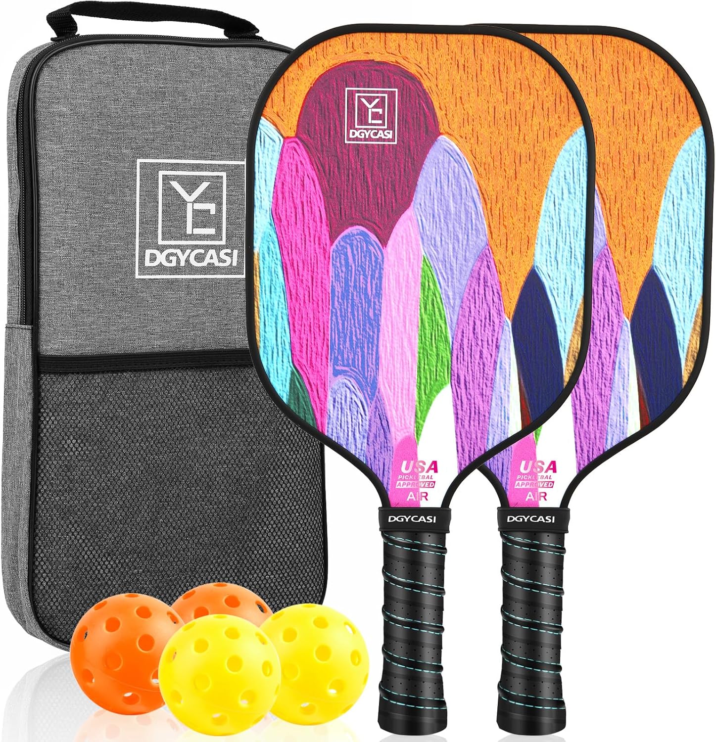 Pickleball Paddles Set of 2, 2025 USAPA Approved Pickleball Set, Fiberglass Ligh...