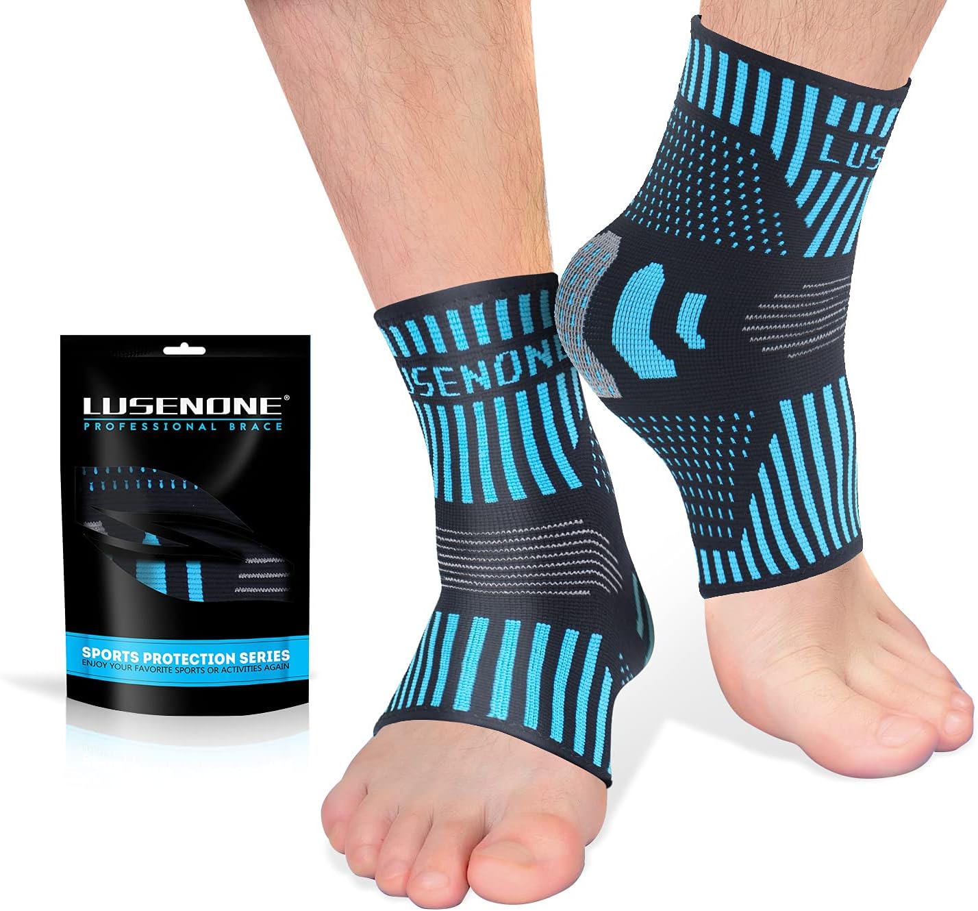 Professional Ankle Support Brace 2 Pack, Breathable Plantar Fasciitis Socks, Ant...