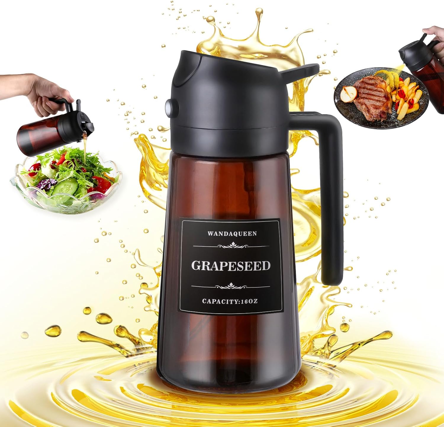 2 in 1 Olive Oil Dispenser and Oil Sprayer, 16oz Olive Oil Dispenser for Kitchen...