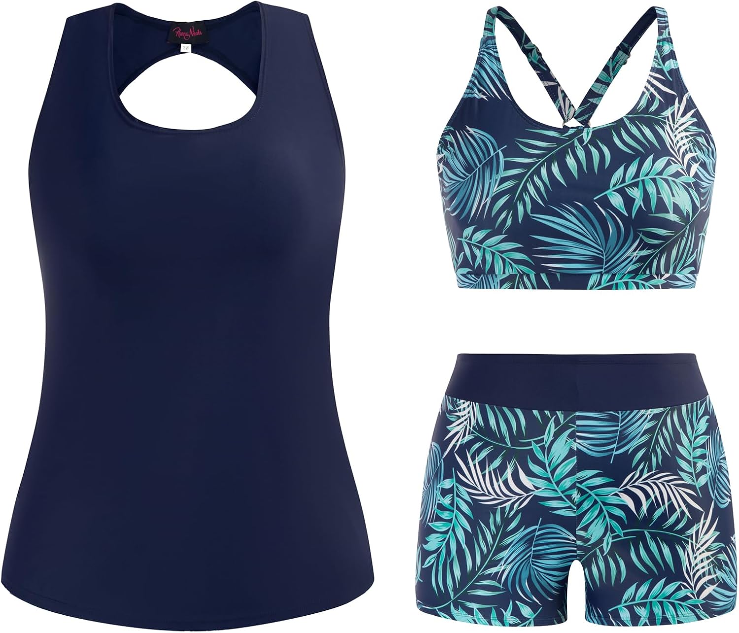 Hanna Nikole Plus Size 3 Piece Tankini Swimsuits for Women Tummy Control Bathing...