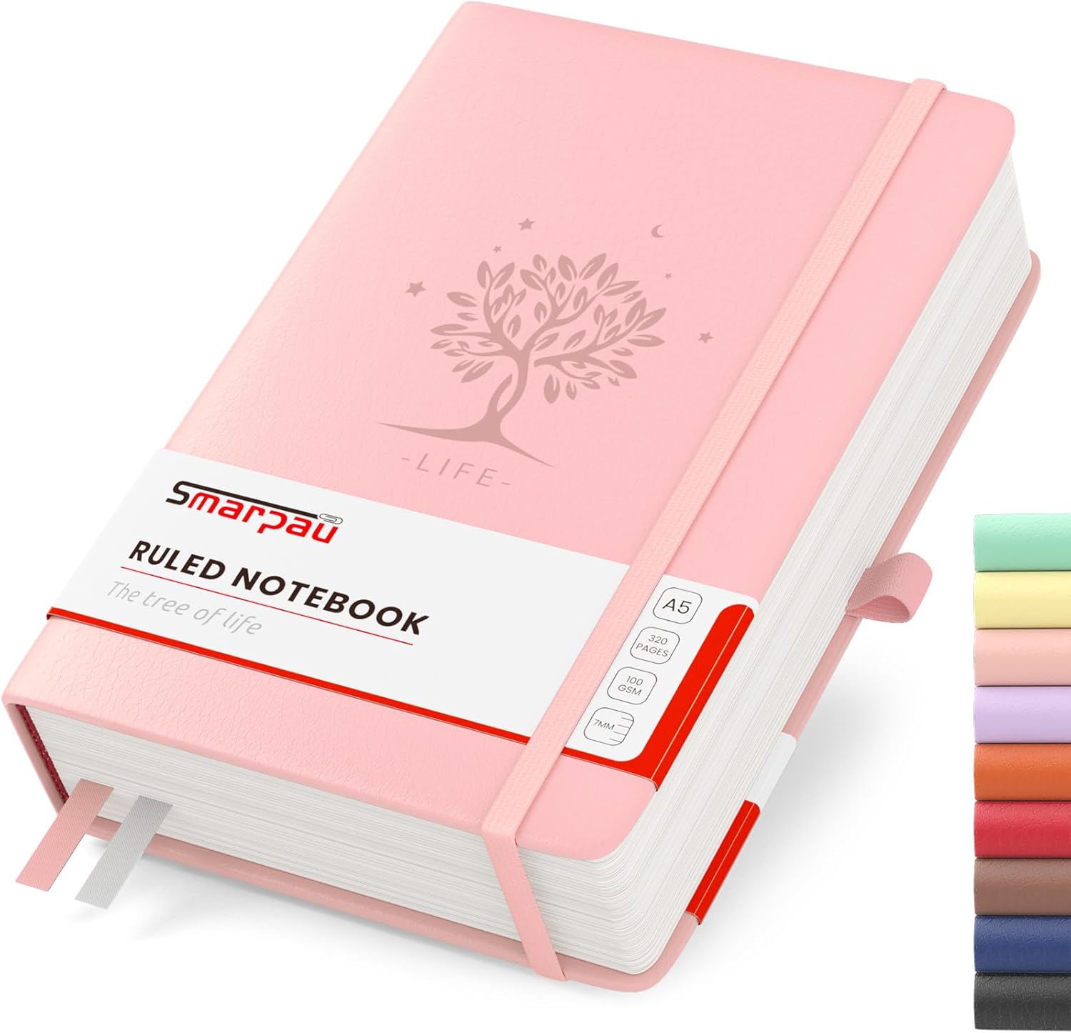 Smarpau Notebook A5 Lined Journal - Hardcover Leather Journal with 320 Pages 100...