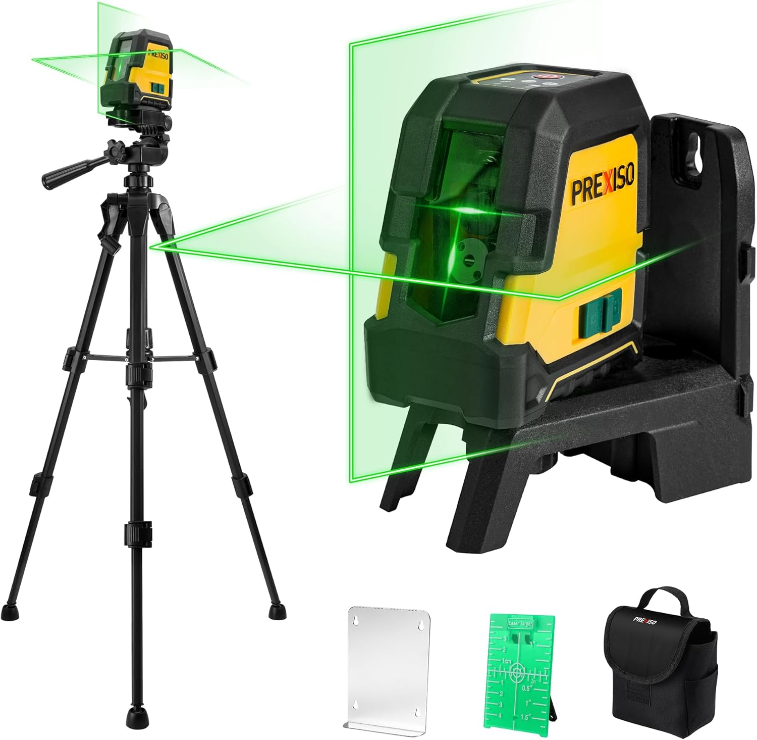 PREXISO Laser Level with Tripod - 100Ft Rechargeable Dual Modules Line Laser, Se...