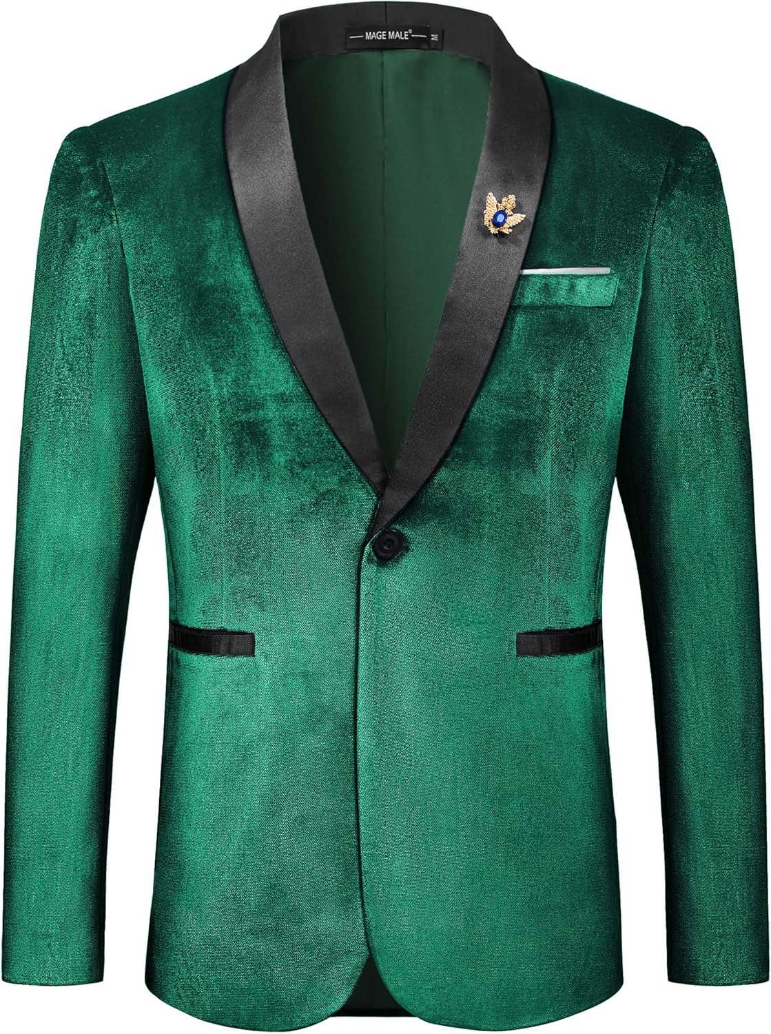 MAGE MALE Men's Velvet Slim Fit Suit Blazer Jacket Shawl Lapel One Button Dinner...