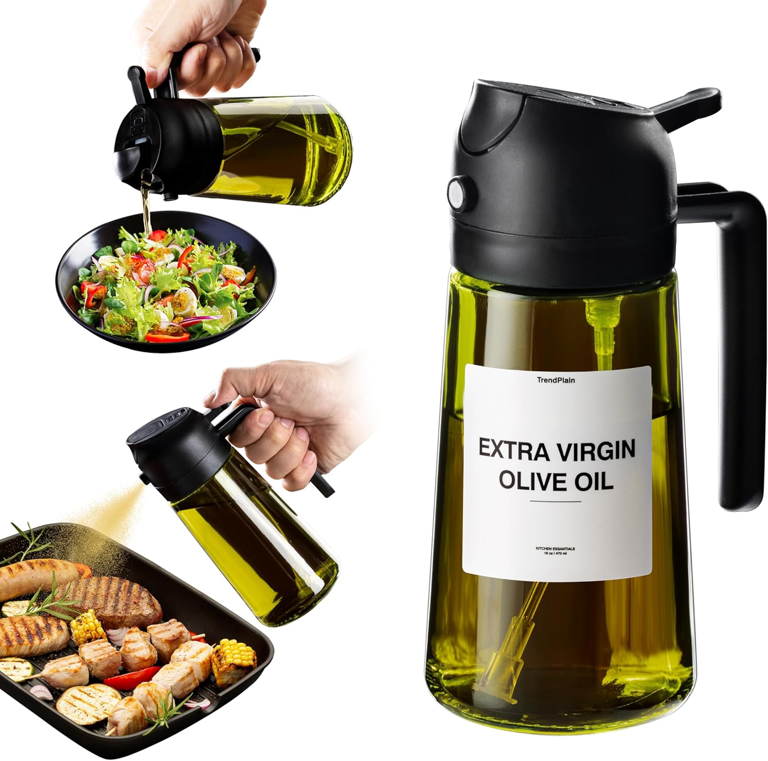 TrendPlain - Original 16oz/470ml Olive Oil Dispenser Bottle for Kitchen Gadgets...