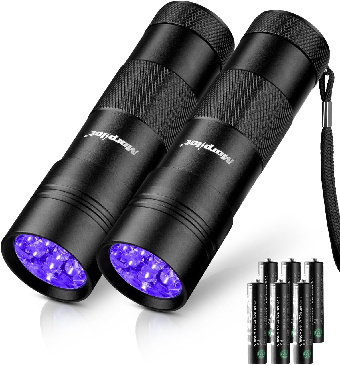 Morpilot Blacklight Flashlights uv Flashlight,12 LED 395nm Ultraviolet Blackligh...
