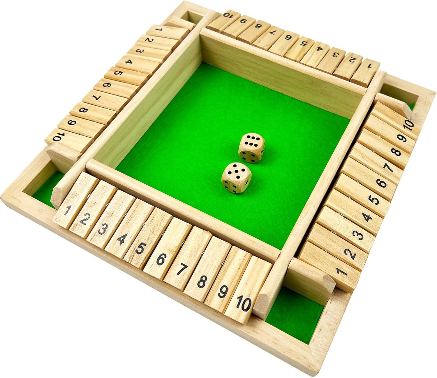 EACHHAHA Shut The Box Game 4 Player -Wooden Table Game,Dice Games,Travel Game,Wo...