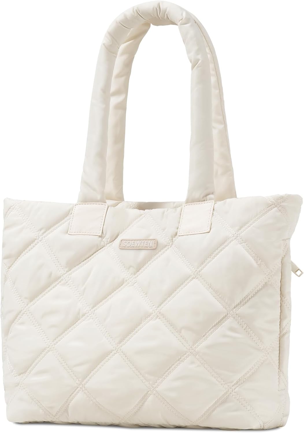 Tote Bag for Women, Quilted Tote Bag with Zipper, Puffer Tote Work Bag, Handbags...