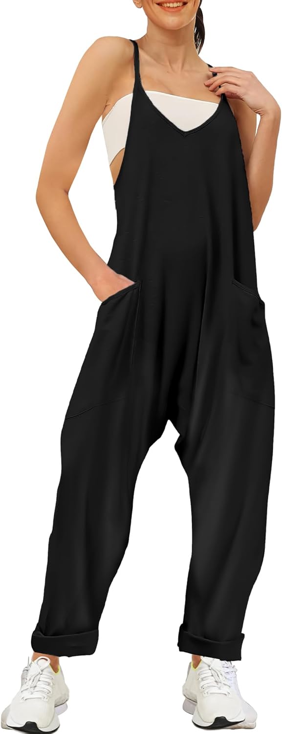 Buauty Jumpsuits for Women Casual V Neck Sleeveless Baggy Overalls Spaghetti Str...