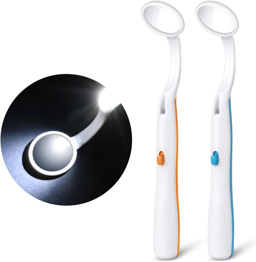 ACWOO Dental Mirror with Light, 2PCS Dental Teeth Mirror, Anti Fo Mouth Tooth Mi...