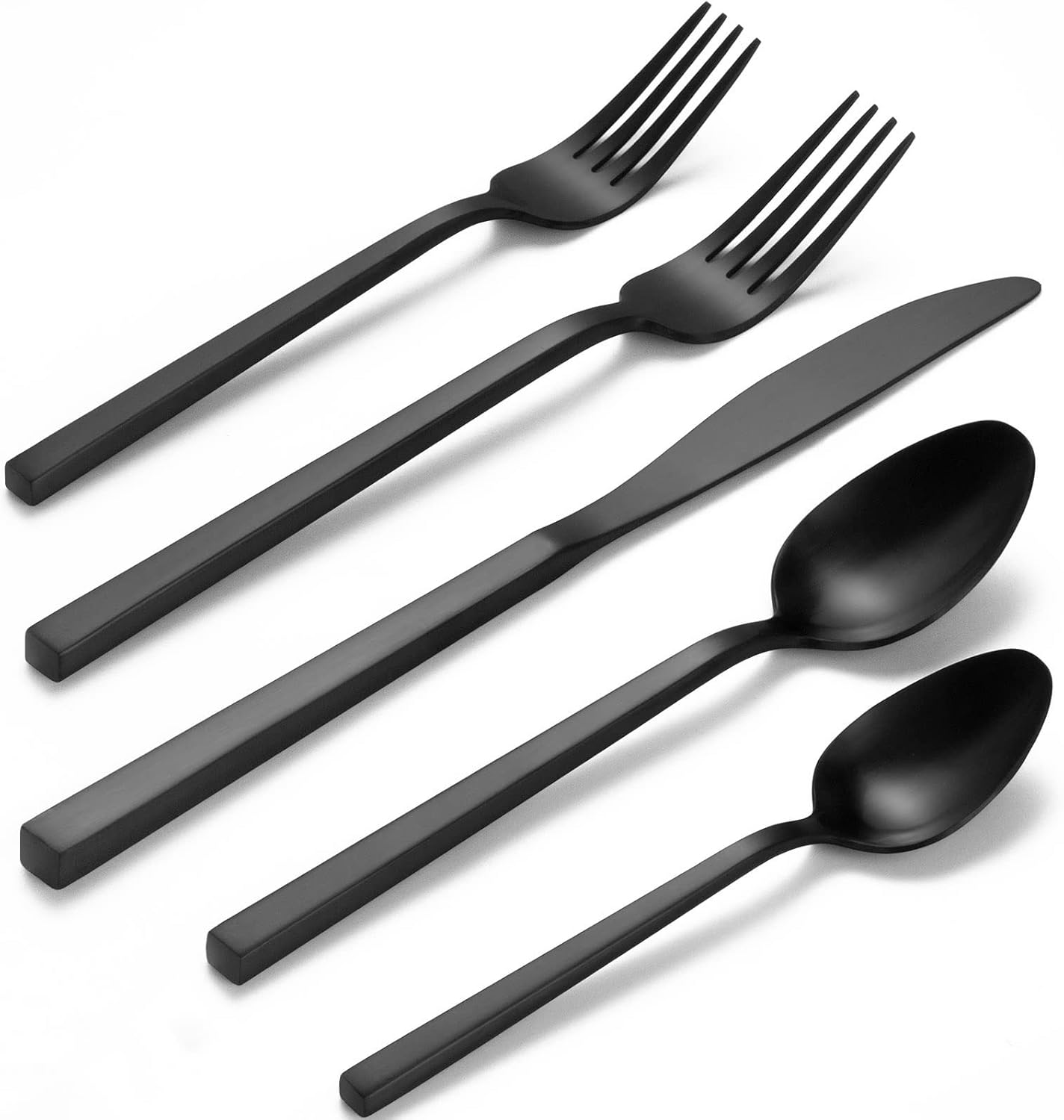Alata Cube Black 20-Piece Forged Silverware Set Stainless Steel Flatware Set,Ser...