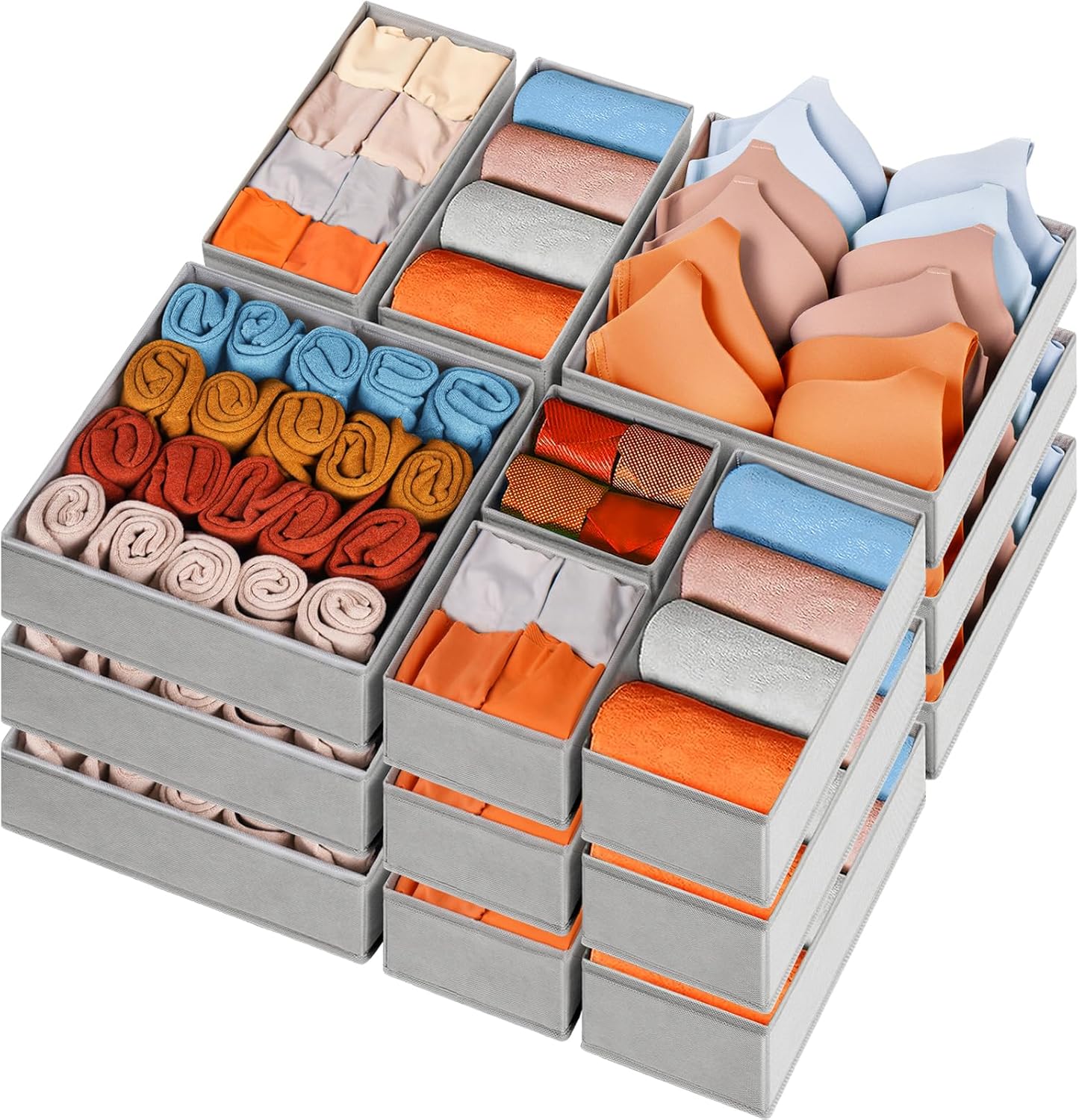 Criusia Drawer Organizers for Clothing 15 Pack, Foldable Fabric Closet Organizer...