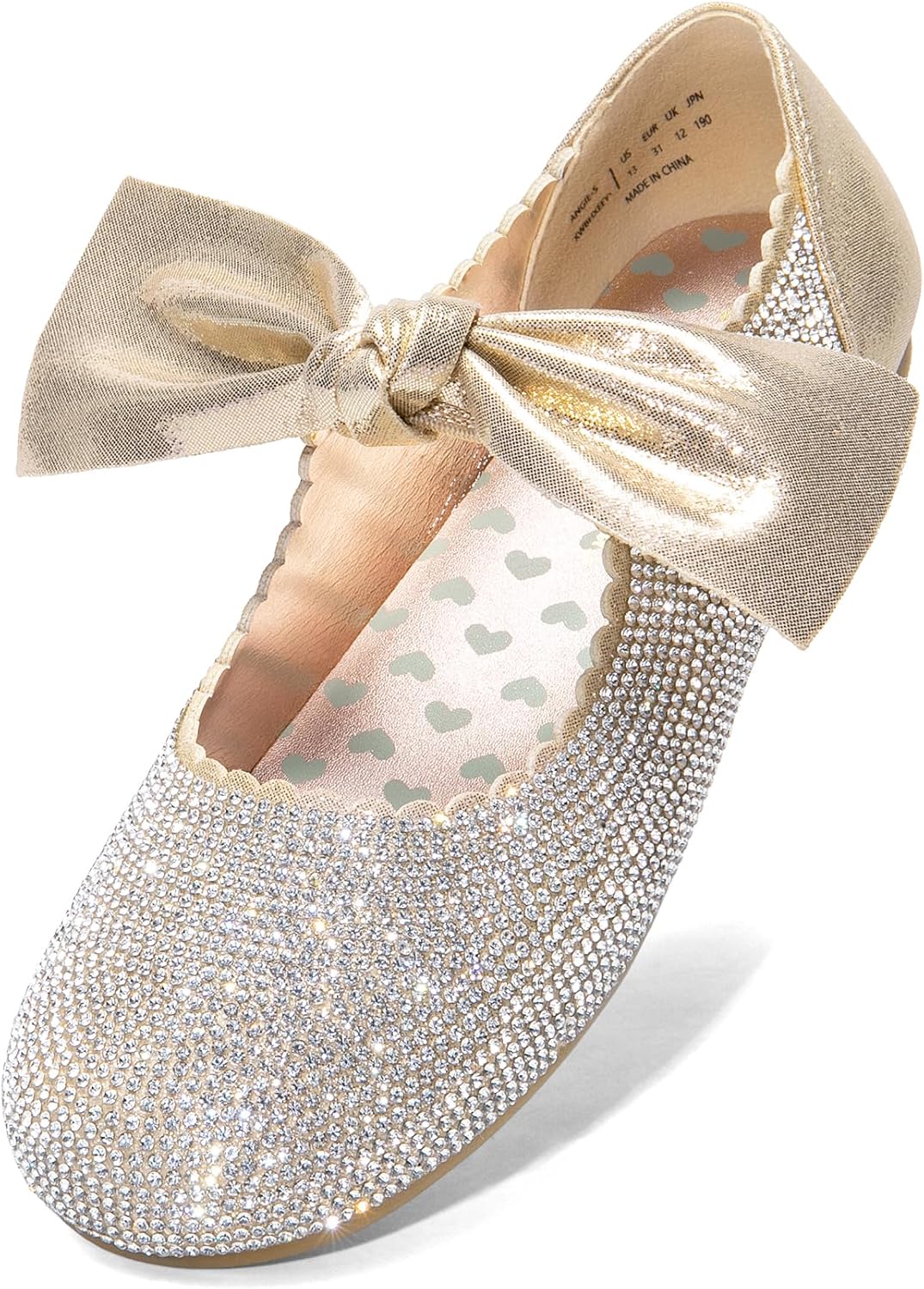 DREAM PAIRS Girls Ballerina Flats Mary Jane Front Bow Dress Shoes 9 Toddler Gold...