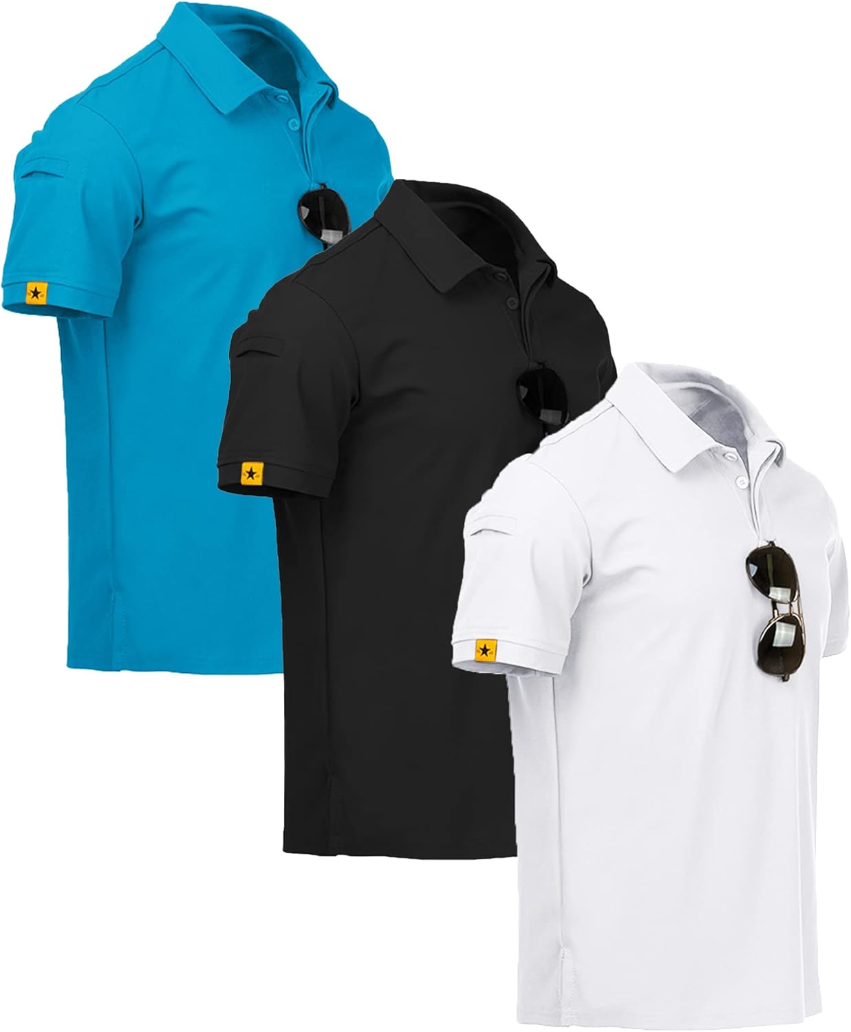 ZITY 3 Pack Mens Polo Shirt Short Sleeve Sports Performance Business Casual Golf...