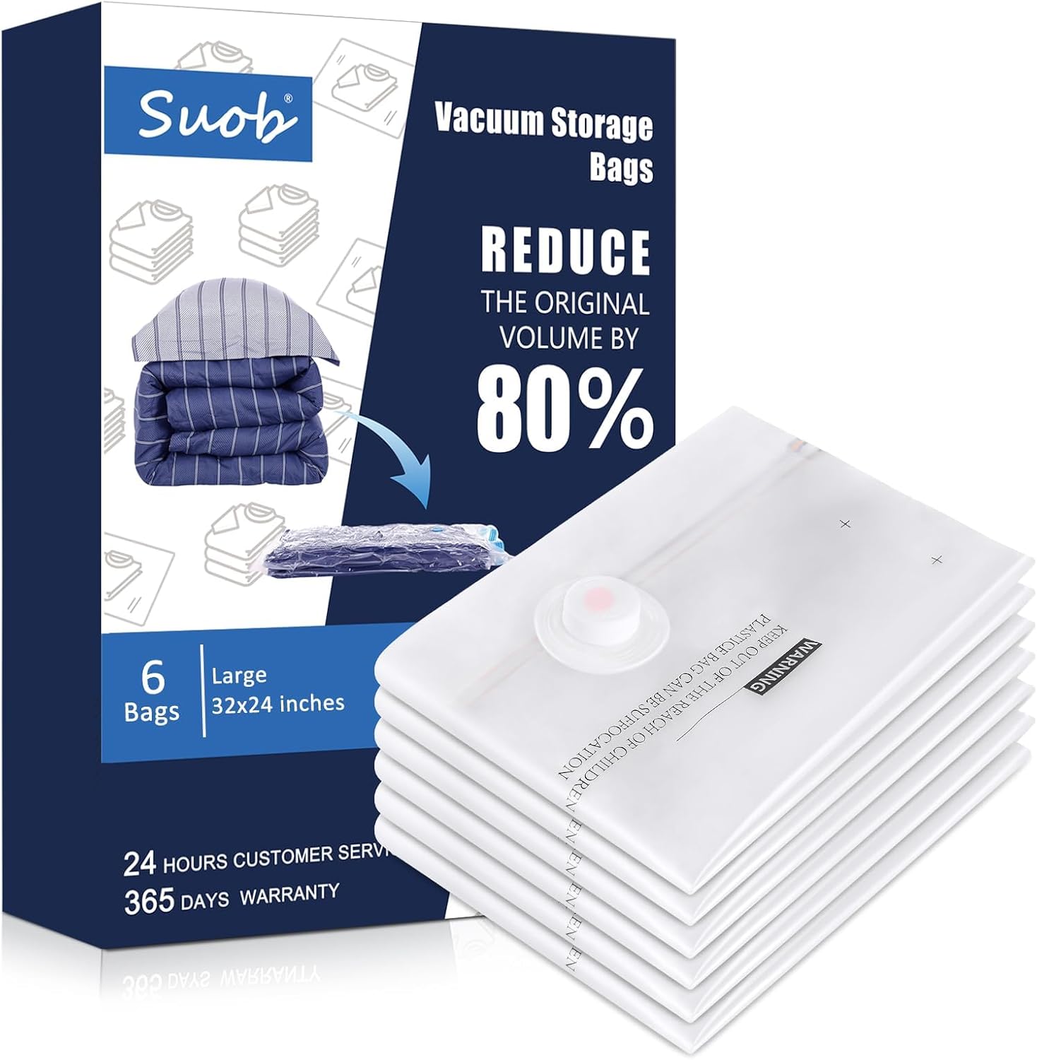 Suob Vacuum Storage Bags - Eco-Friendly Compression Bags for Space Saving, Ideal...