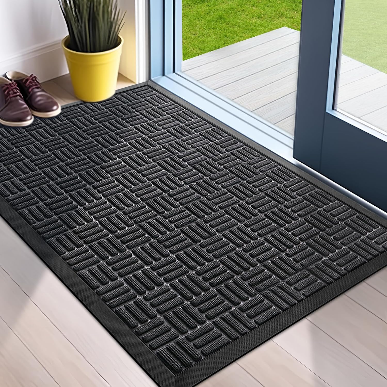 Mibao Front Door Mat, Heavy Duty Durable Welcome Mat for Outdoor Indoor, Dirt Tr...