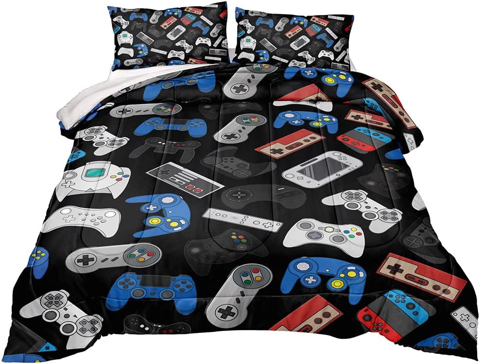 Gaming Comforter for Boys Teen,Game Contoller Bedding Set for Boys Kids,Down Alt...