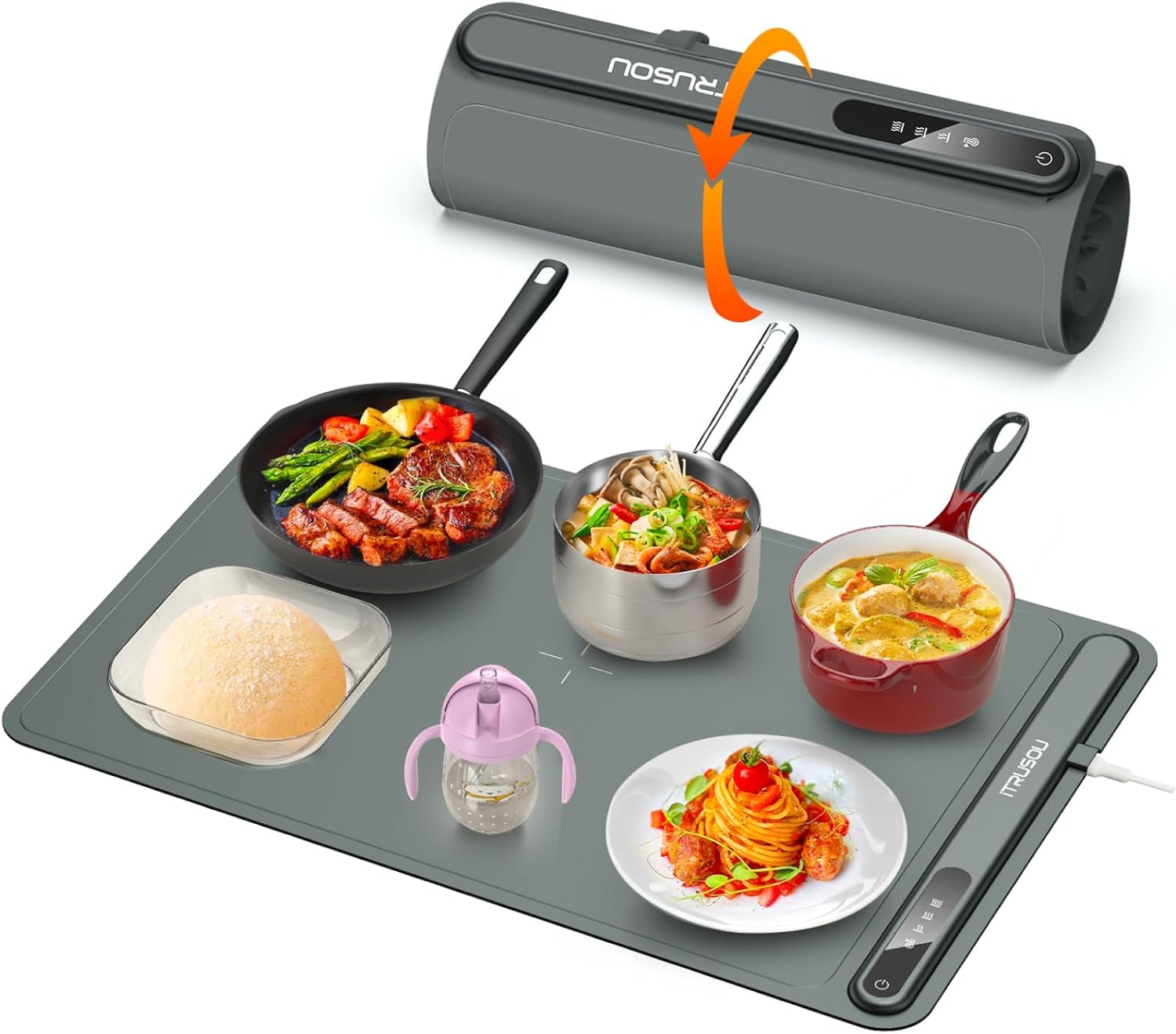 Electric Warming Tray - Full Surface Heating,Rollable & Portable,Premium Silicon...
