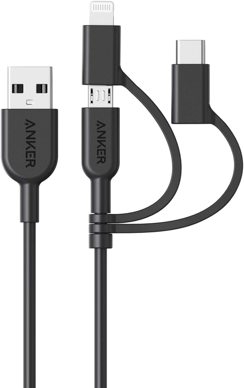 Anker Powerline II 3-in-1 Cable, Lightning/Type C/Micro USB Cable for iPhone, iP...