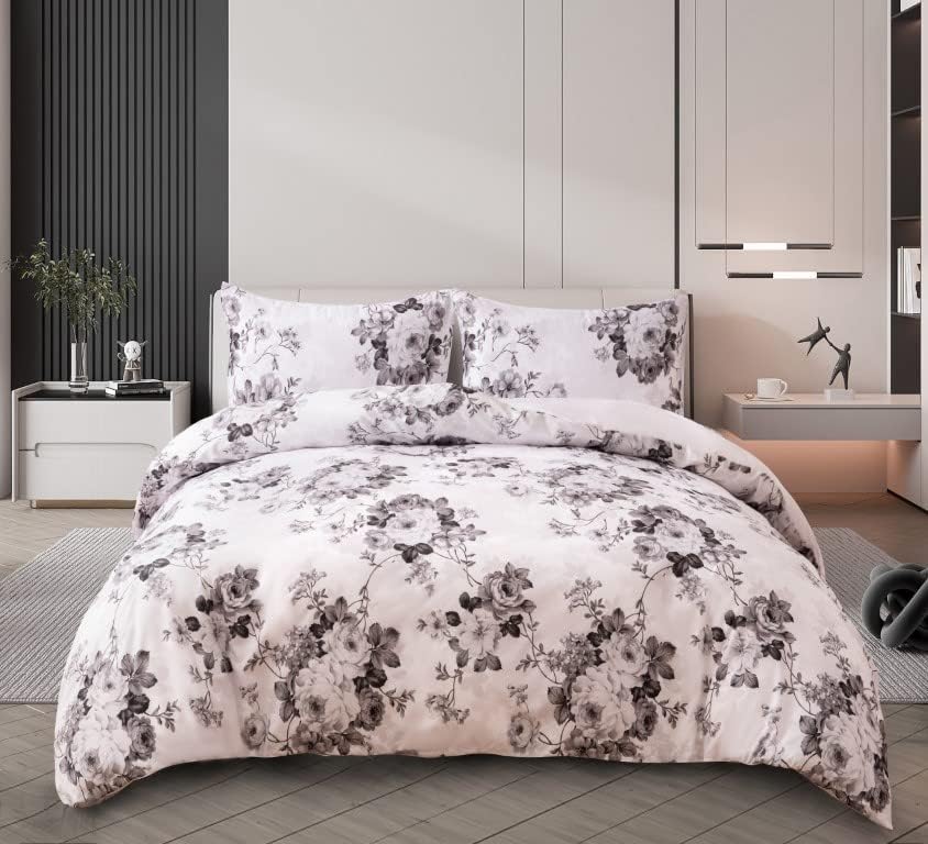 Prime Linens Duvet Cover Set 4 Pcs Polyester-Cotton Quilt Cover Bedding Set With...