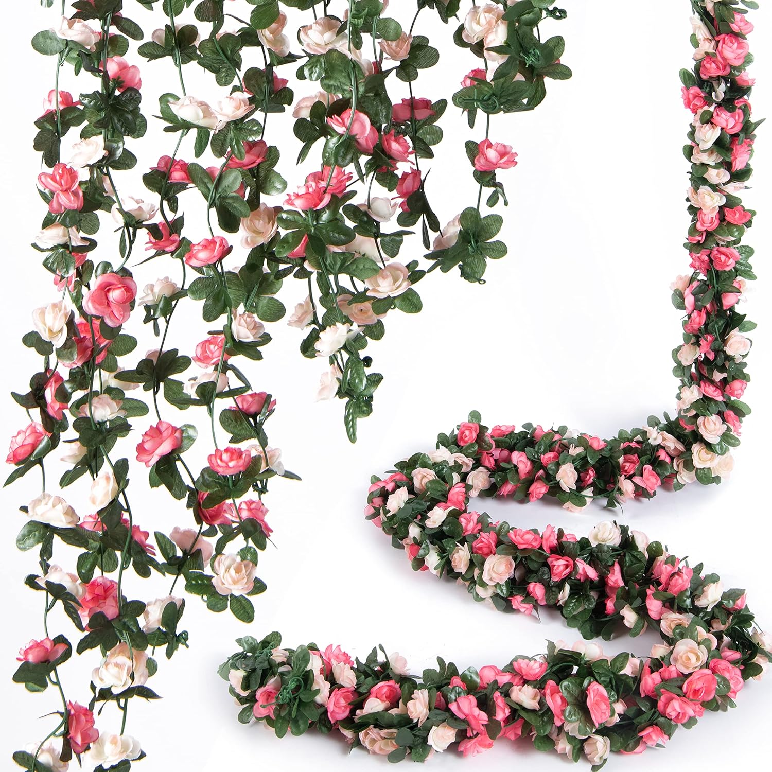 8 Pcs 66FT Flower Garland, Artificial Rose Vine Fl...
