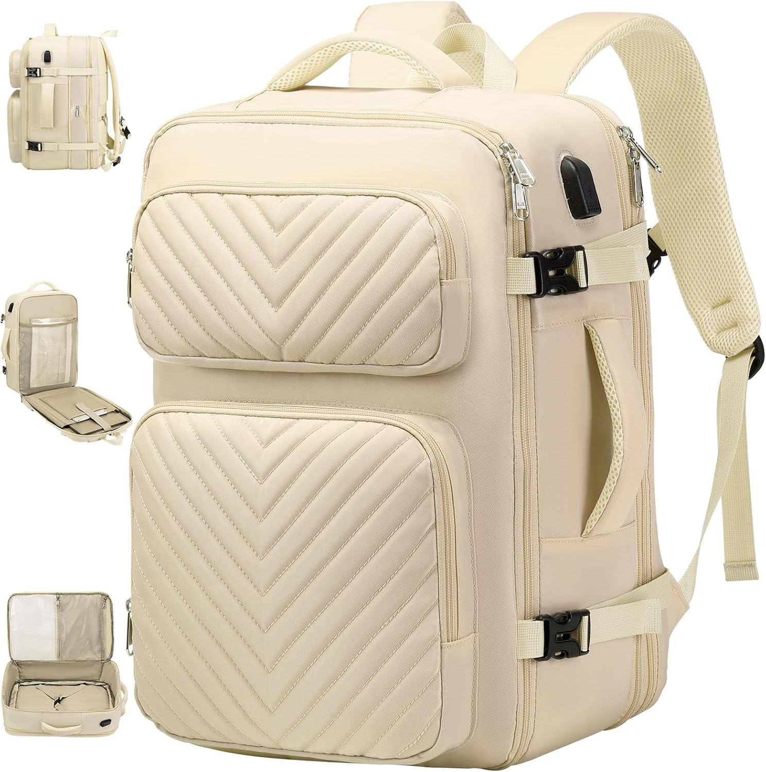 Laptop Backpack for Women Men, Carry On Backpack with USB Charging Port, Extra L...