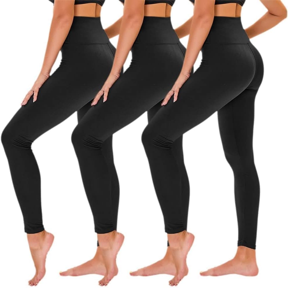 TNNZEET 3 Pack Leggings for Women - Black Tummy Control High Waisted Soft Yoga P...