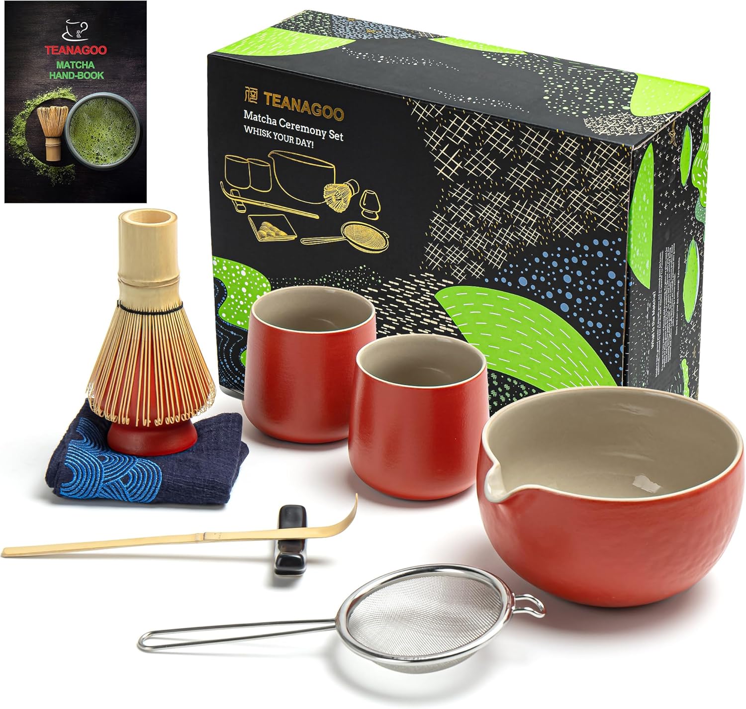 TEANAGOO 9 Pcs Matcha Whisk Set, Ceramic Matcha Set, Matcha Kit for Ceremony, Re...