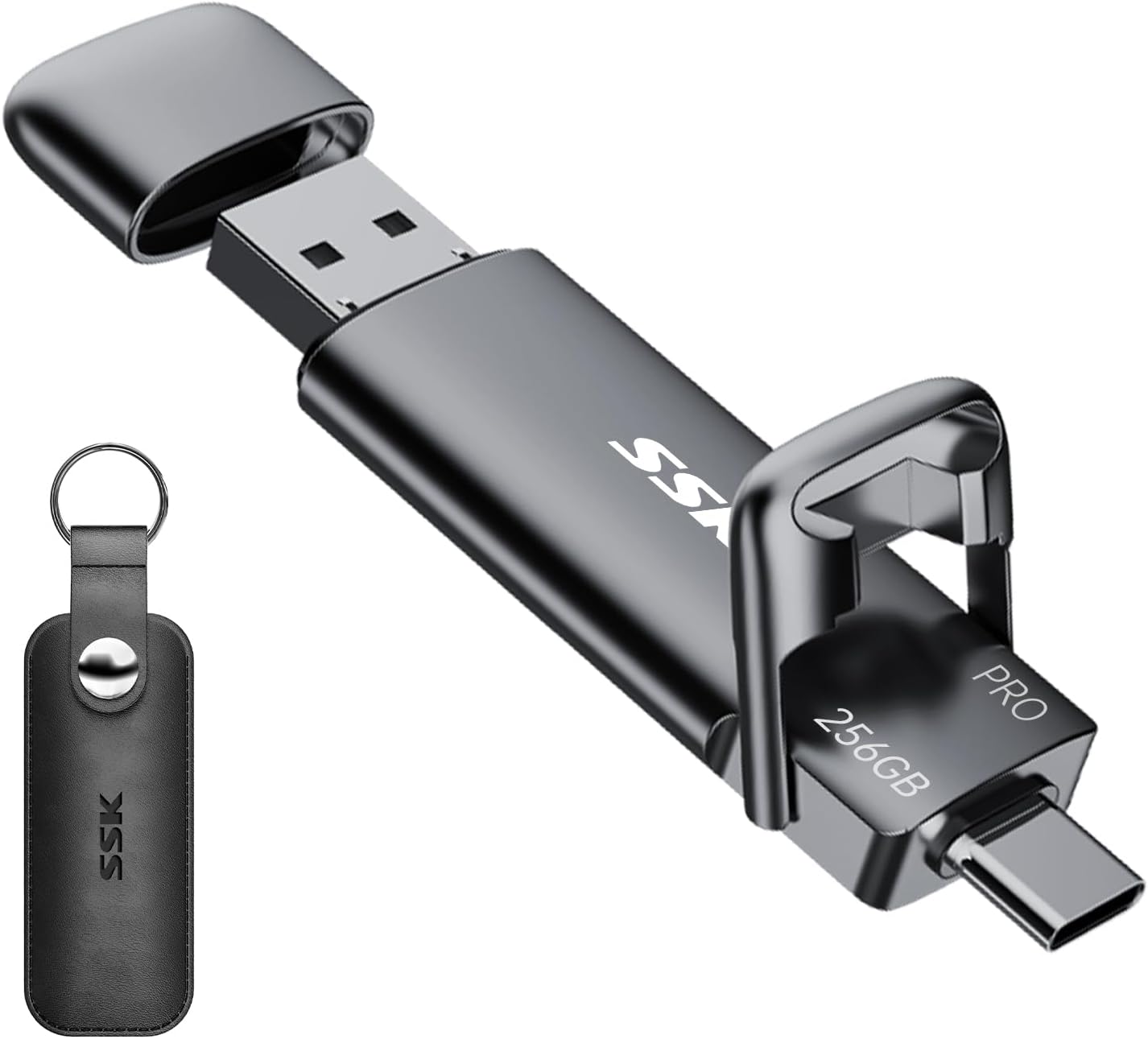 SSK 256GB SSD Dual USB C Stick Up to 1000MB/S, Fast External SSD Hard Drive Type...