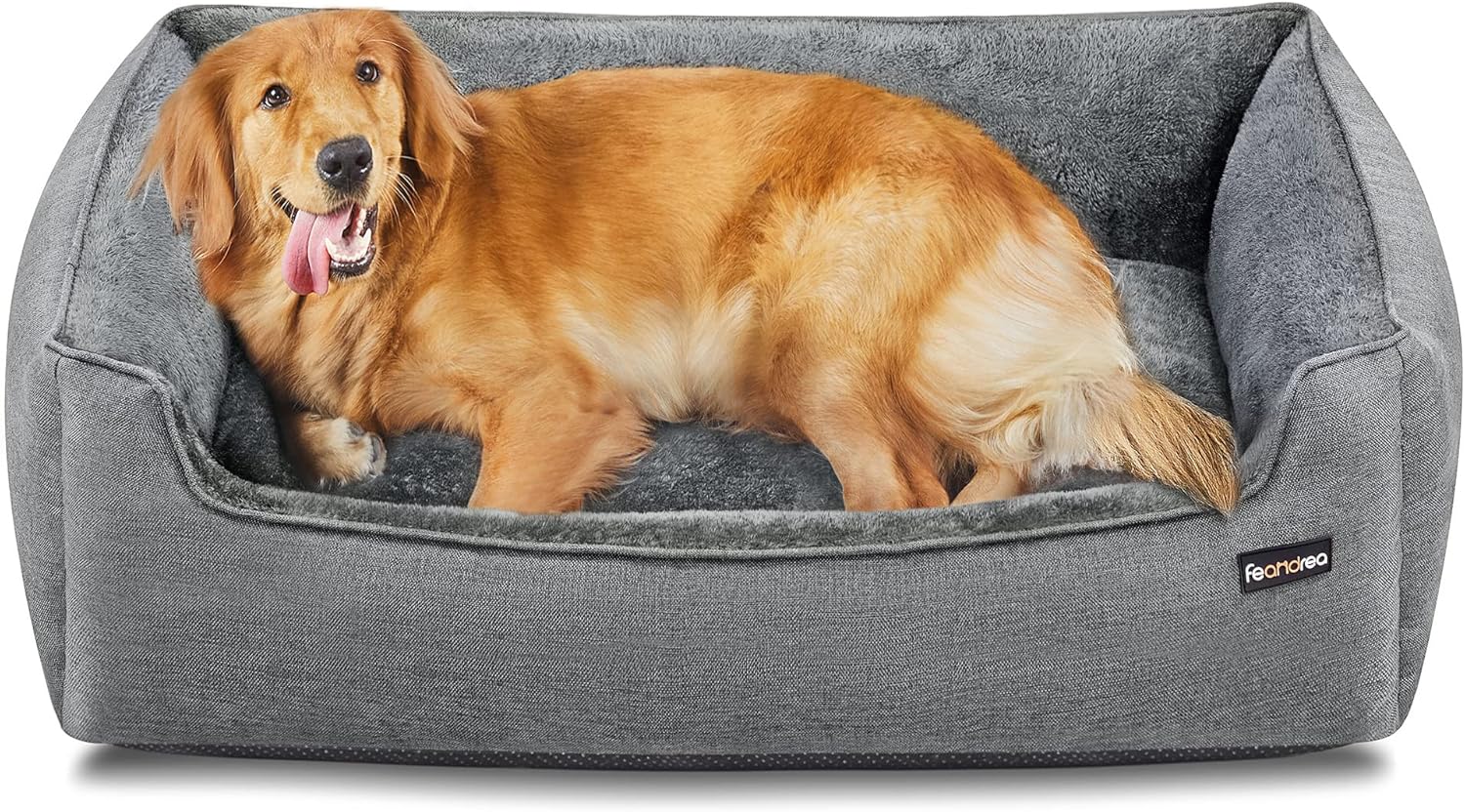 Feandrea Dog Bed, Linen-Look Pet Bed, Dog Sofa Bed with Raised Edges, Non-Slip B...