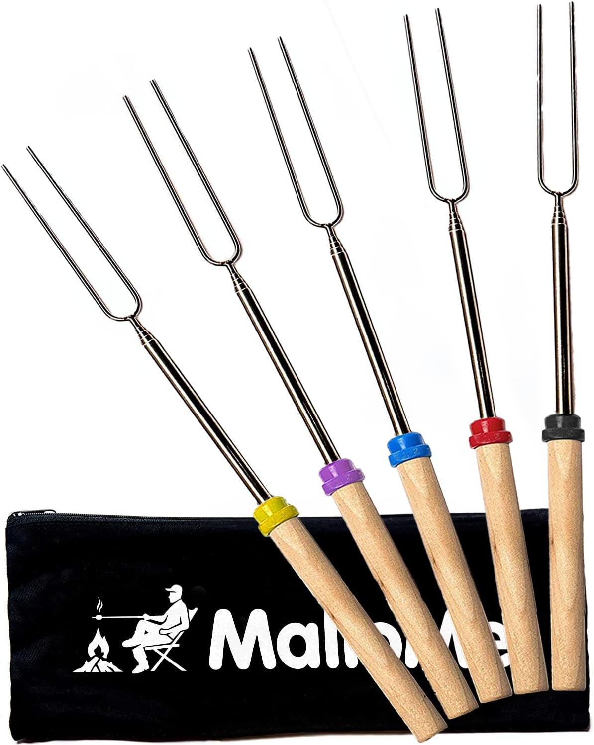 MalloMe Smores Sticks for Fire Pit Long - Marshmallow Roasting Sticks Smores Kit...