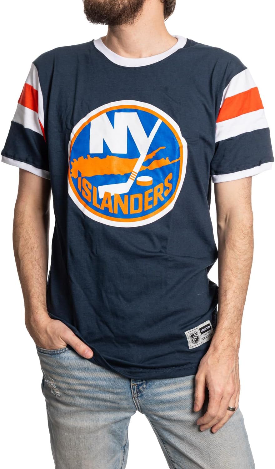 Calhoun NHL Surf & Skate Mens Shoulder Stripe Varsity Inset Sleeve Retro Style T...
